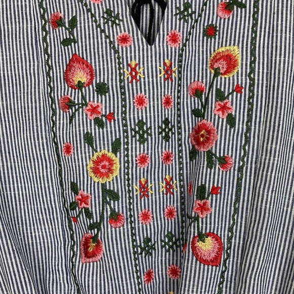 Modest Blue Chambray Embroidered Maxi Dress - Picture 3 of 13